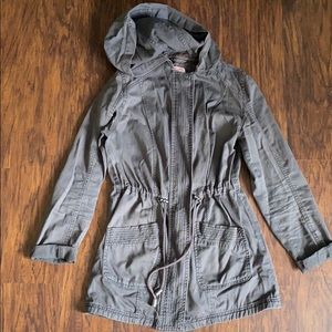 Grey hooded utility jacket